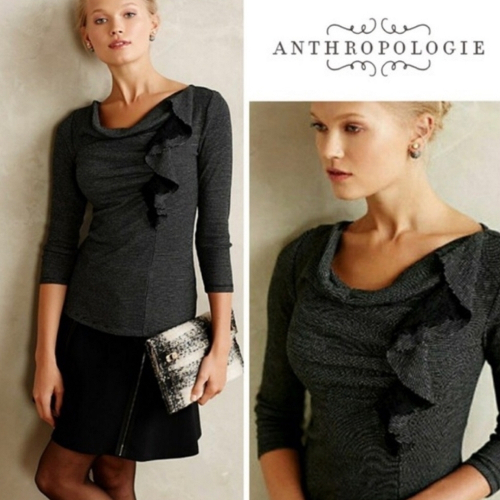 Anthropologie Deletta Ophelia Cowl Ruffle Neck Top